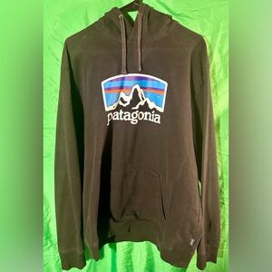 Patagonia Black Hoodie with Mountain Logo